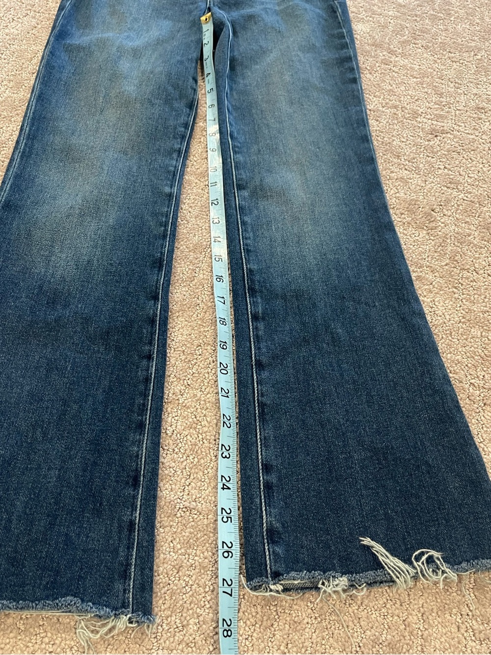 PAIGE Laurel Canyon, Boot Cut, High Rise Jeans, Medium Wash, Raw Hem, Size 27 - Picture 8 of 13